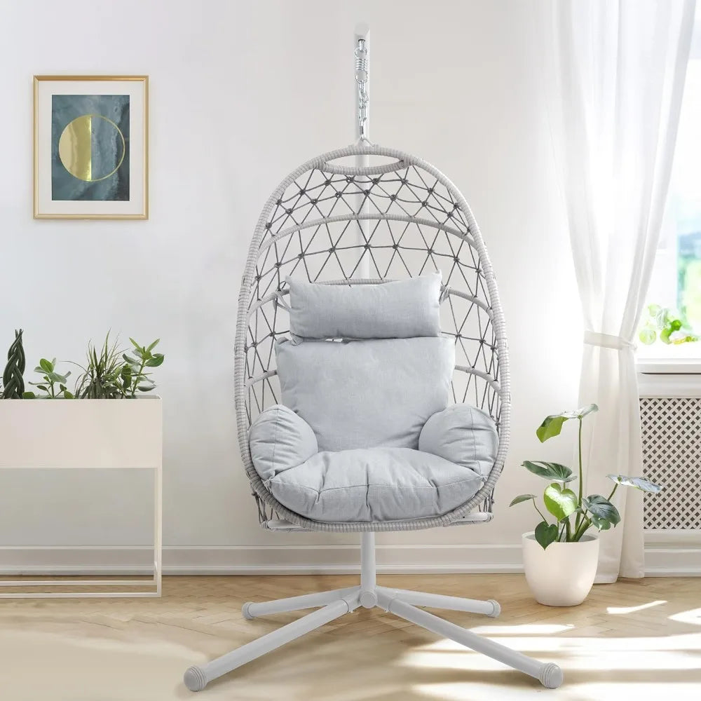 white Egg Chair wicker Hanging - Xpactrum